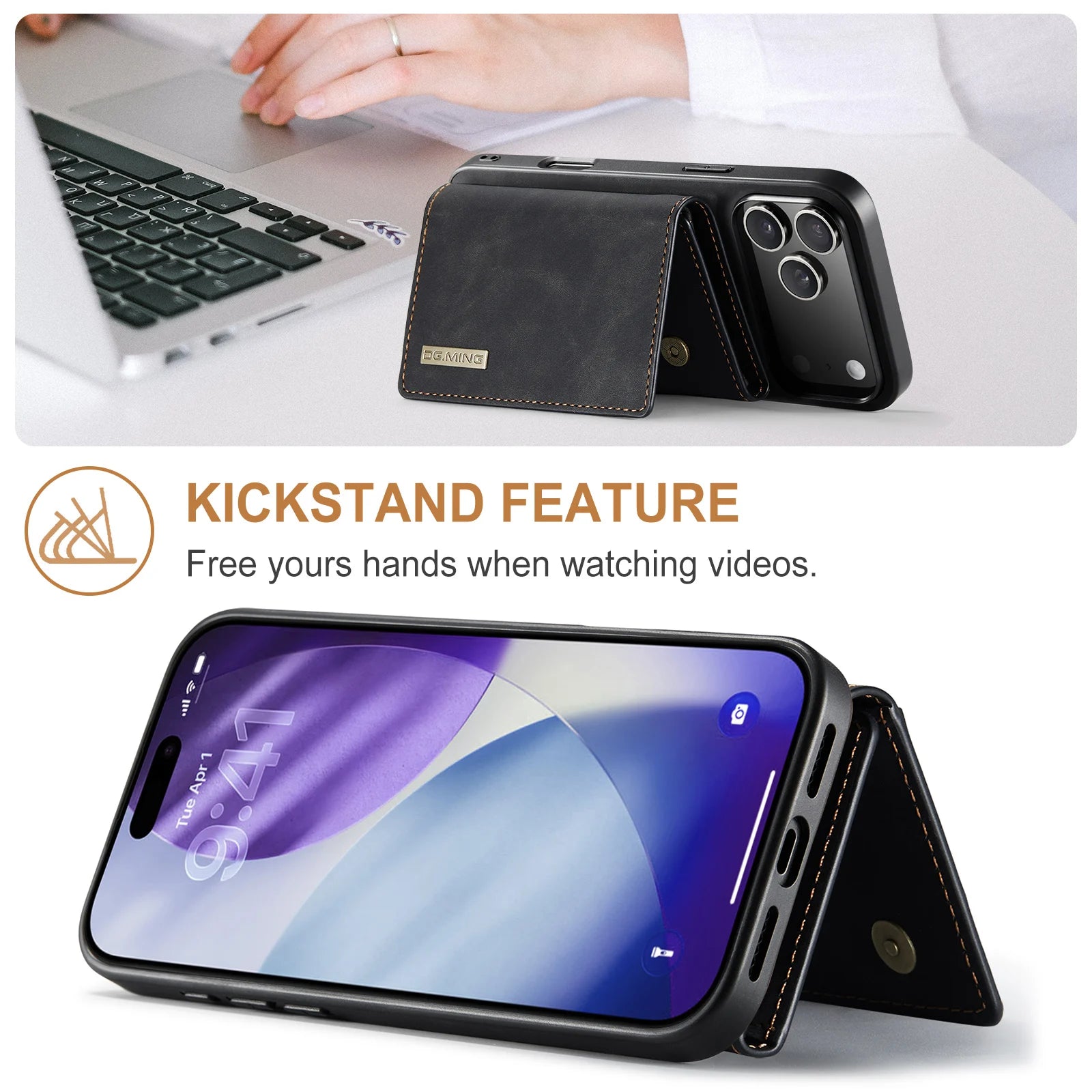 Luxury 2-in-1 Detachable Magnetic Leather Wallet Cover with Card Slots for iPhone 17 Series