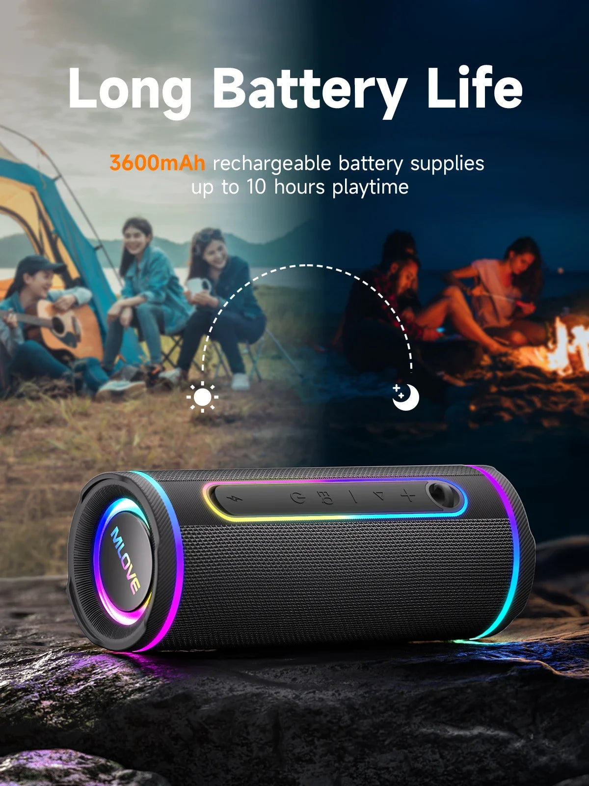 MLOVE E80 30W Portable Bluetooth Speaker with One-Touch Bass Boost