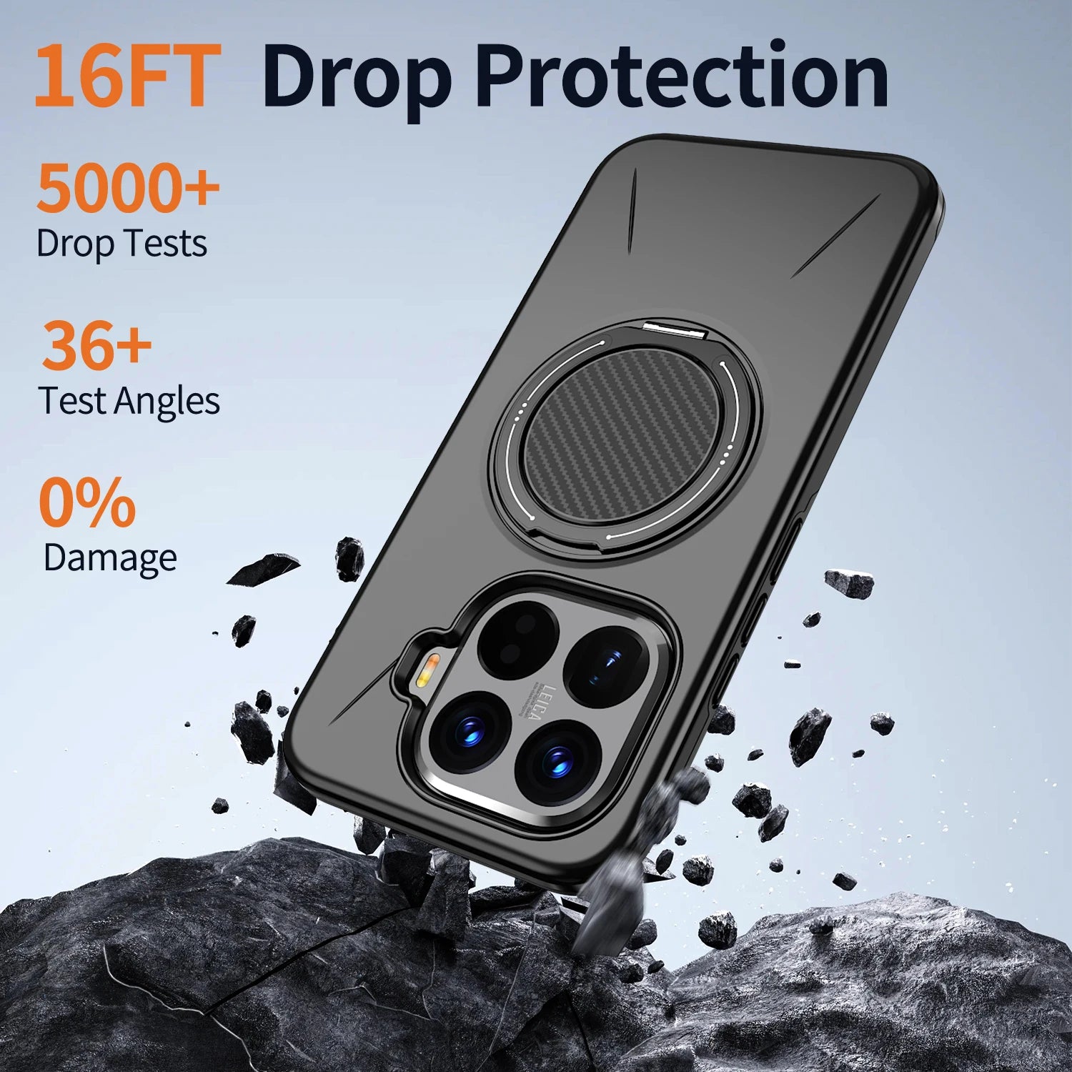 Heavy-Duty TPU and Hard PC Case with Ring Holder for Xiaomi 15T / 15T Pro
