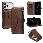 Textured Leather Detachable Wallet Case with Crossbody Strap for iPhone 18 Series