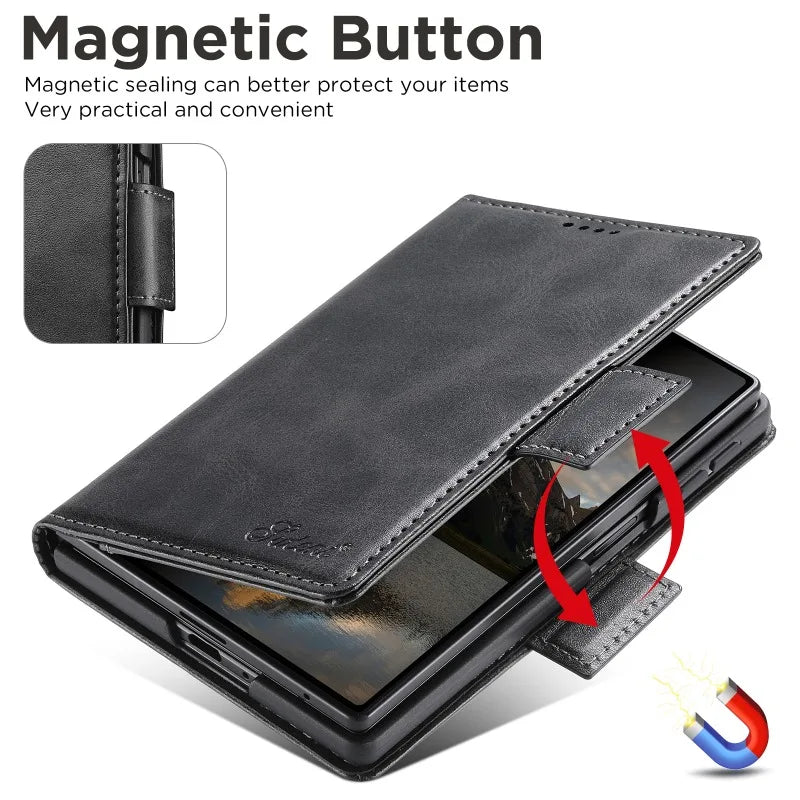 Leather Flip Wallet Case with Built-In Stand for Samsung Galaxy Z Fold 8