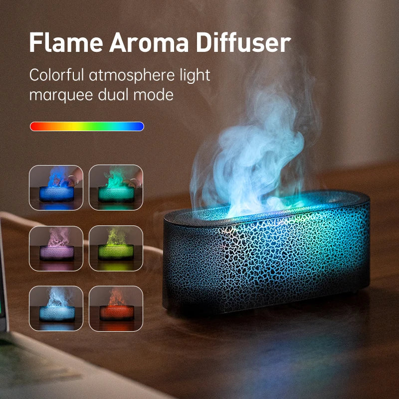 USB Desk Humidifier with 7-Color Flame Light