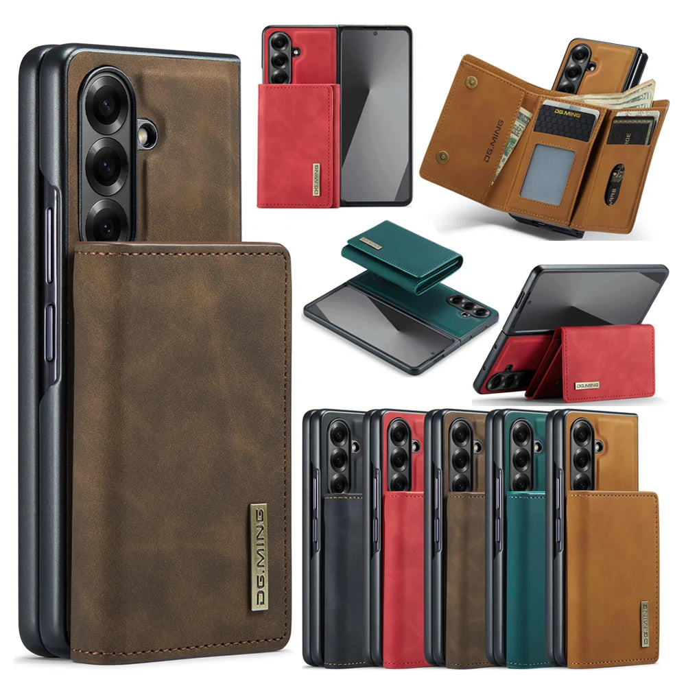 Samsung Galaxy Z Fold 7 Magnetic Leather Wallet Case with Card Slots