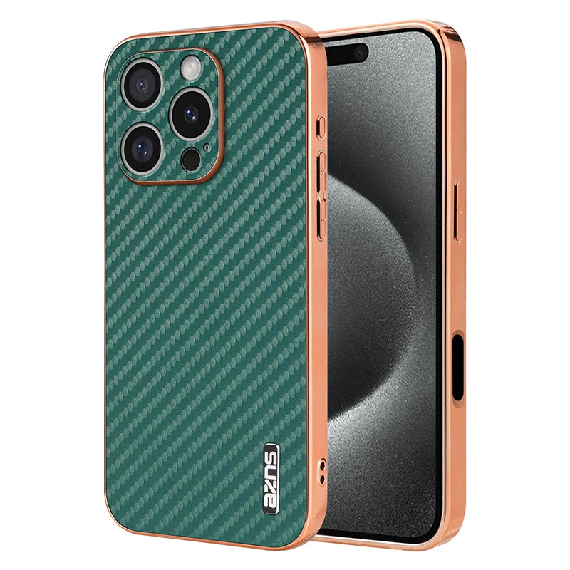 Durable Carbon Fiber Pattern Phone Case for iPhone 16 Series