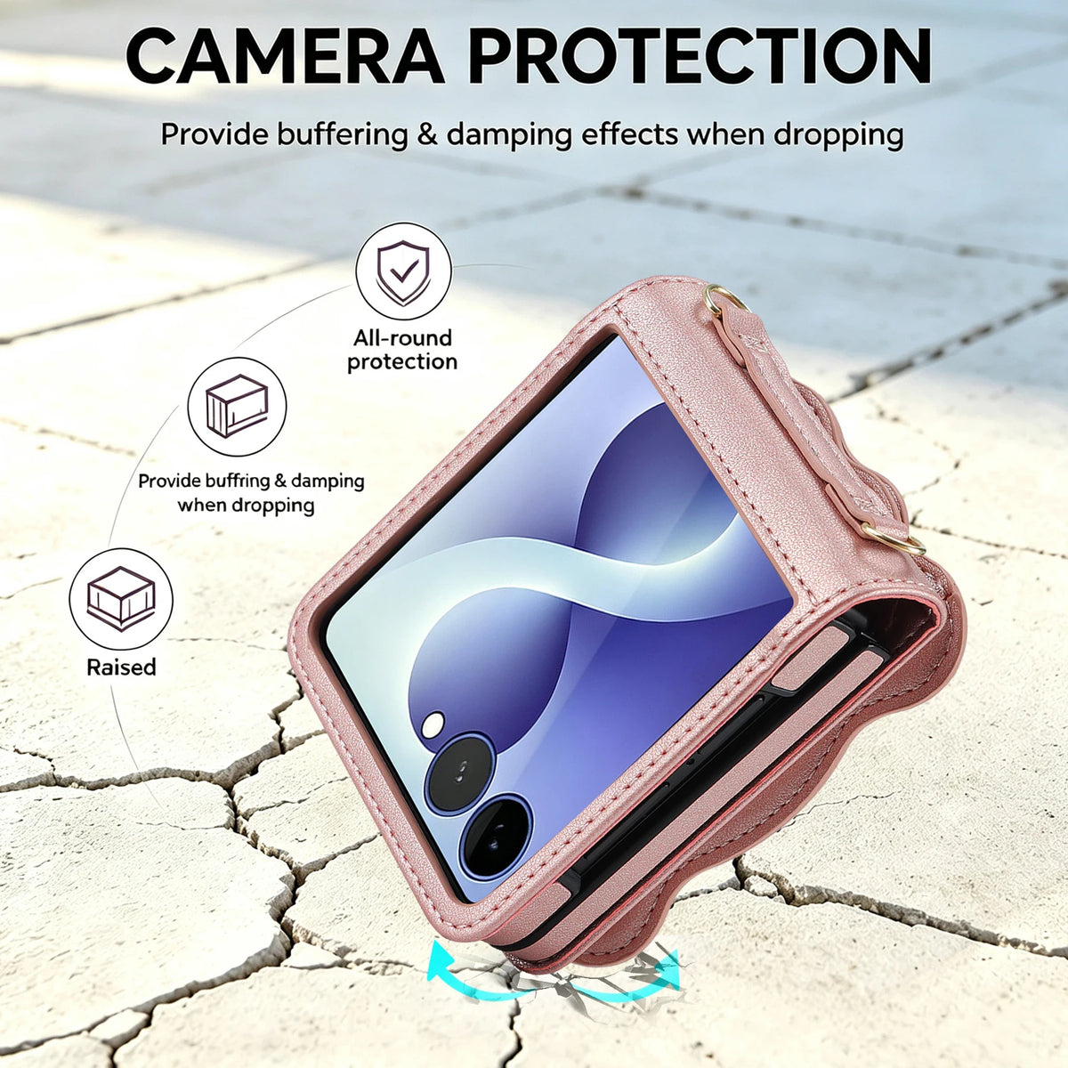 Shockproof Crossbody Wallet Case with Removable Strap for Samsung Galaxy Z Flip 8