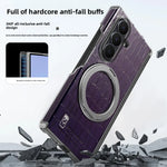 Crocodile-Embossed Leather Kickstand Case with 360° Rotating Ring for Samsung Galaxy Z Fold 6