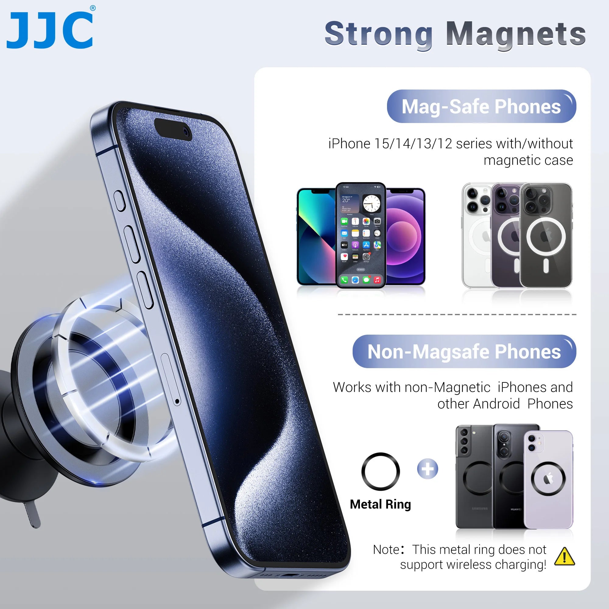 JC Upgraded Magnetic Suction Phone Mount with Sticky Grip Stand for MagSafe