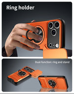 iPhone 17 Series MagSafe Case with Lens Slide Cover and 360° Ring Stand
