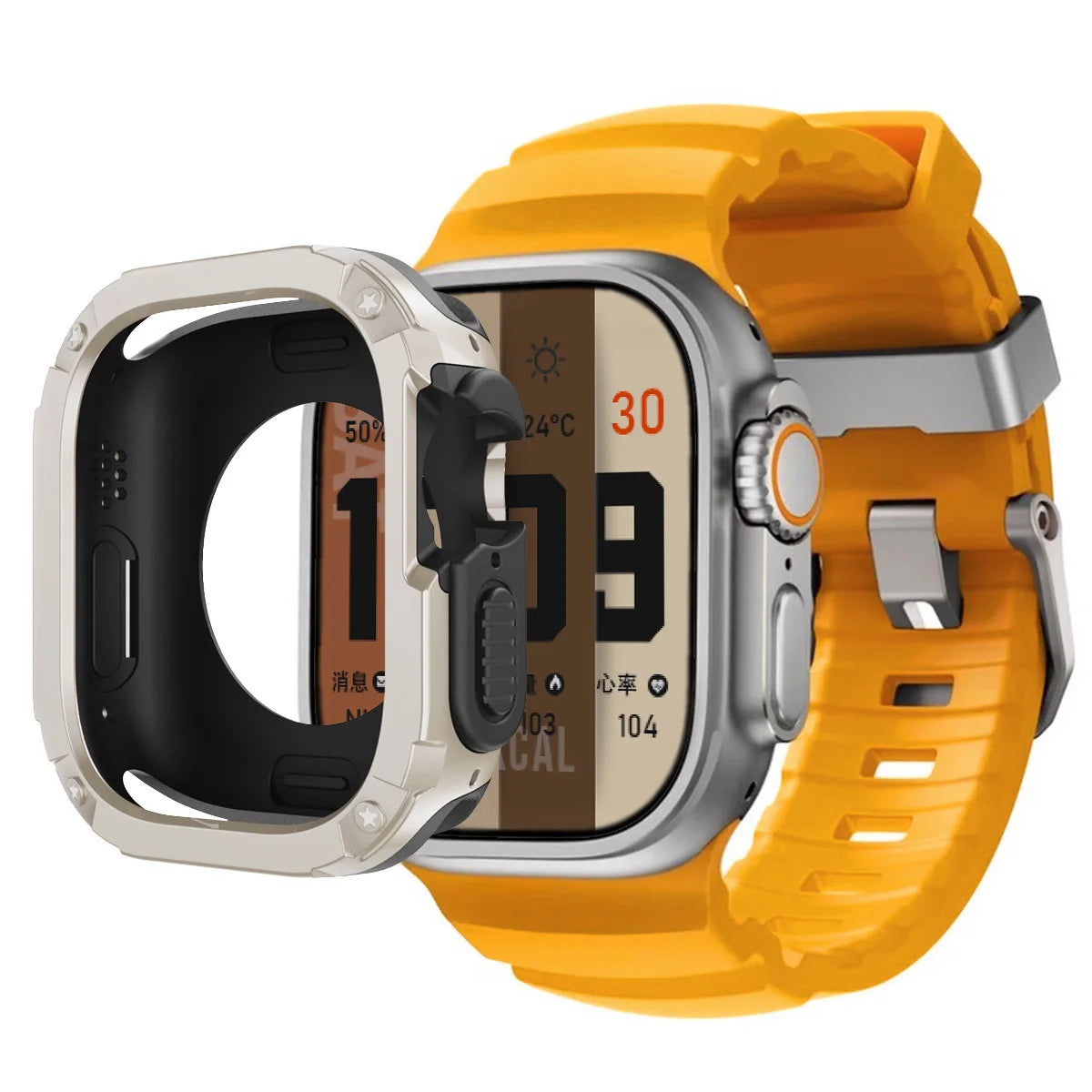 Sport Silicone Band with TPU+PC Bumper Case for Apple Watch