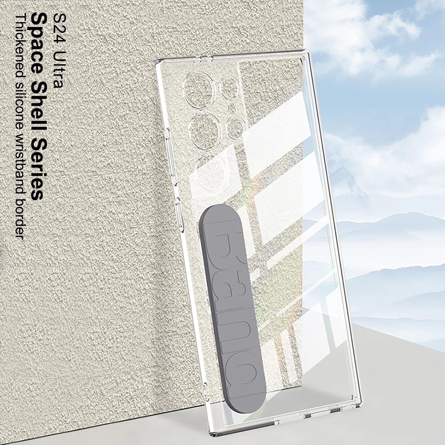 Shockproof Hard Back Case with Airbag Silicone Wrist Strap for Galaxy S24 Ultra