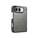 Crocodile Embossed Leather Case with Camera Lens Protection Ring for iPhone Duo