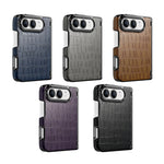 Crocodile Embossed Leather Case with Camera Lens Protection Ring for iPhone Duo