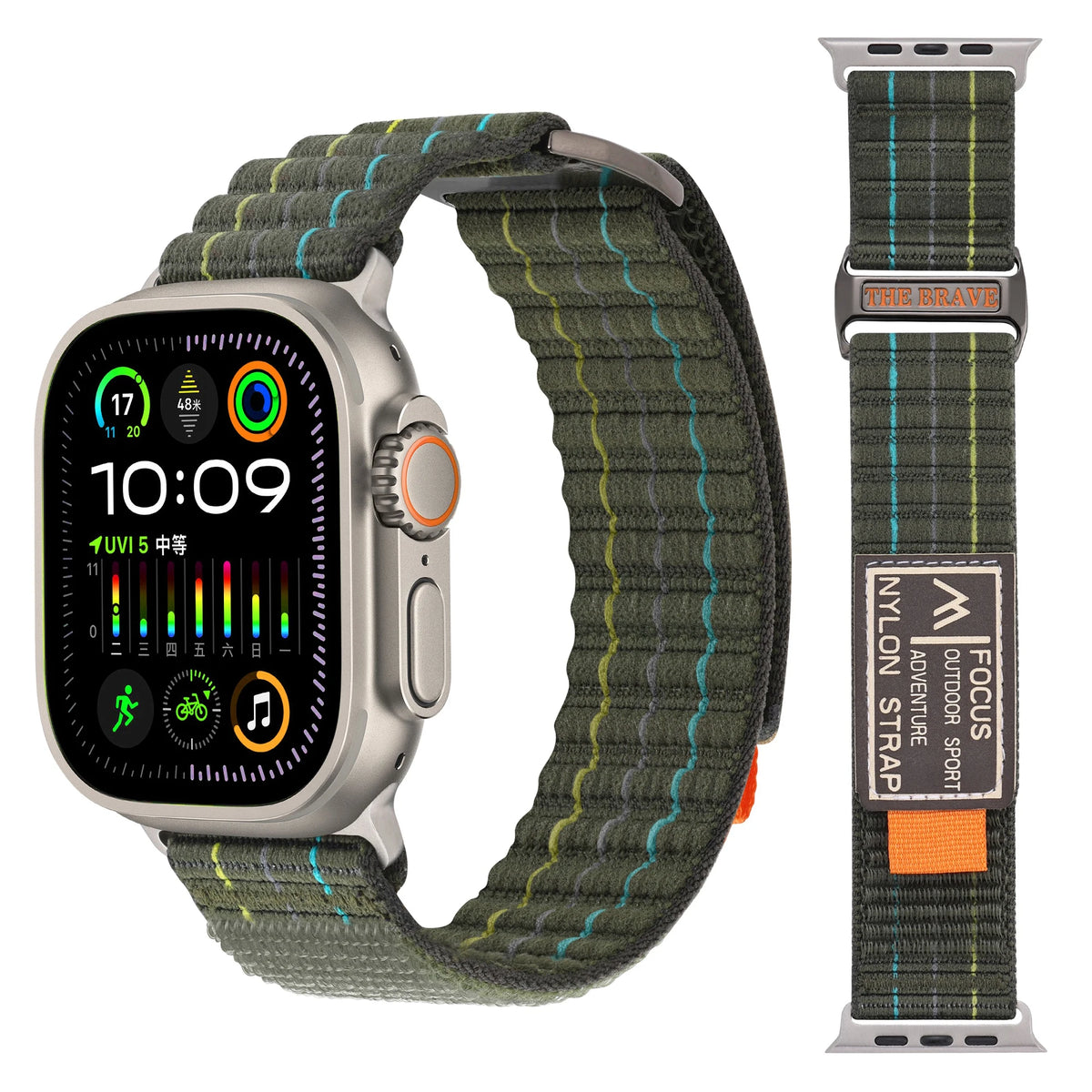Quilted Nylon Trail Loop Band with Velcro Closure for Apple Watch
