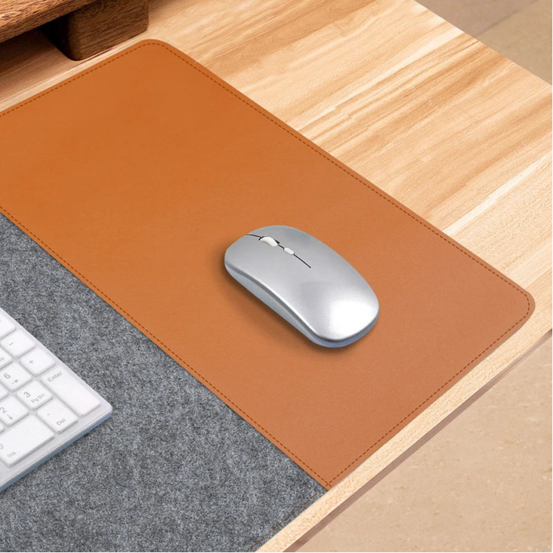 Modern Felt & Leather Mouse Pad