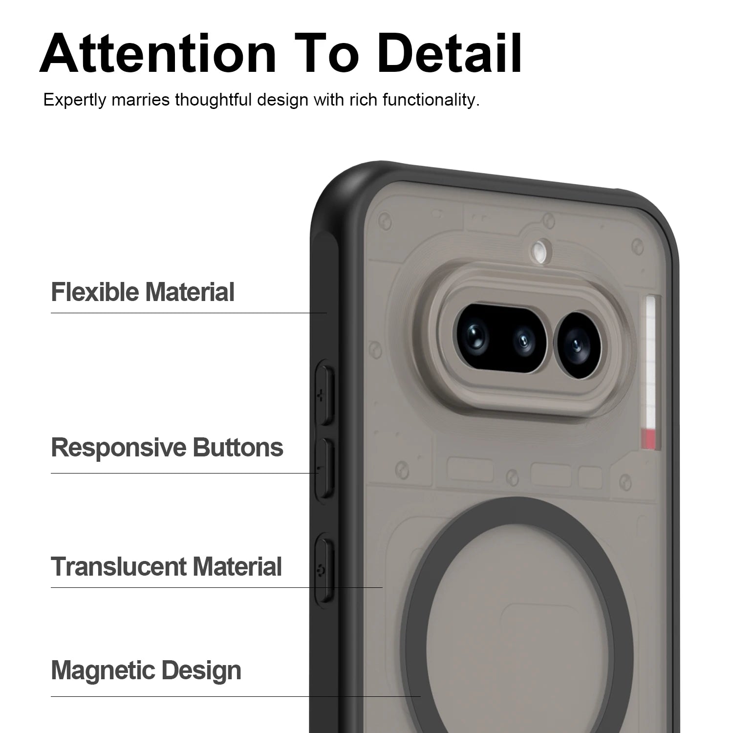 Shockproof Translucent Magnetic Case For Nothing Phone 4a