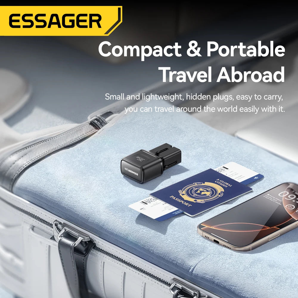 Essager 35W GaN International Travel Adapter with Dual USB-C Fast Charging Ports