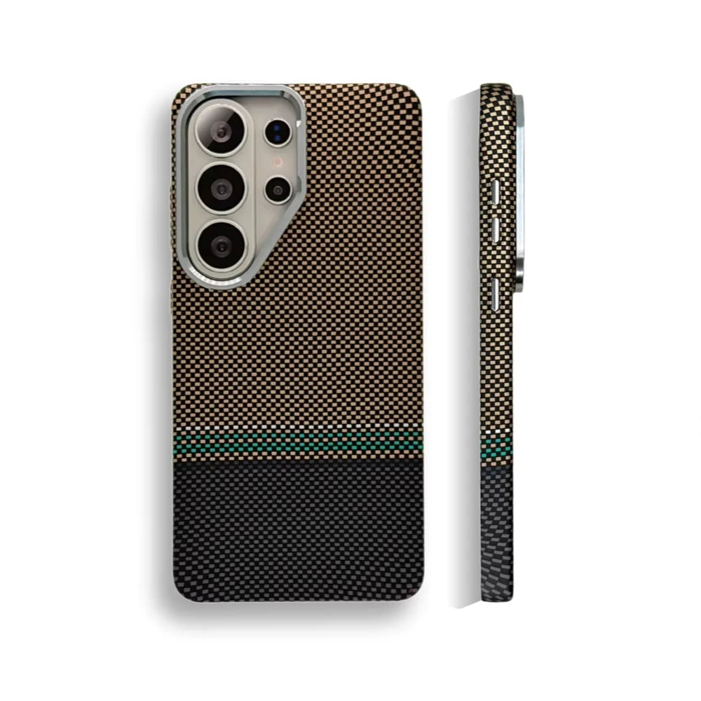 Carbon Fiber Magnetic Case with Metal Lens Cover for Samsung Galaxy S26 Ultra