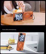 Shockproof Luxury Leather Magnetic Case with Ring Bracket for Samsung Galaxy Z Flip 6