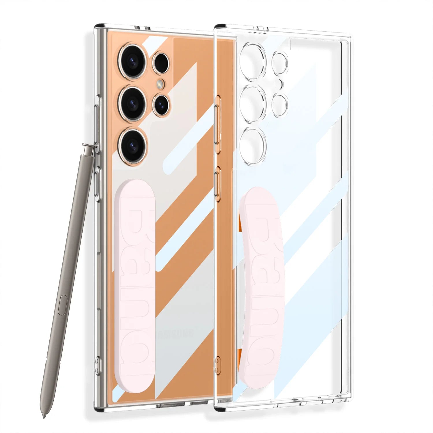 Shockproof Hard Back Case with Airbag Silicone Wrist Strap for Galaxy S24 Ultra