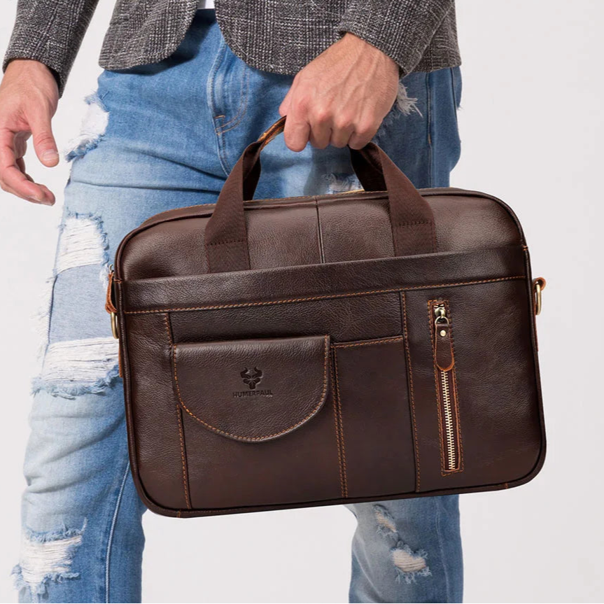 Handmade Top Layer Leather Briefcase for Men