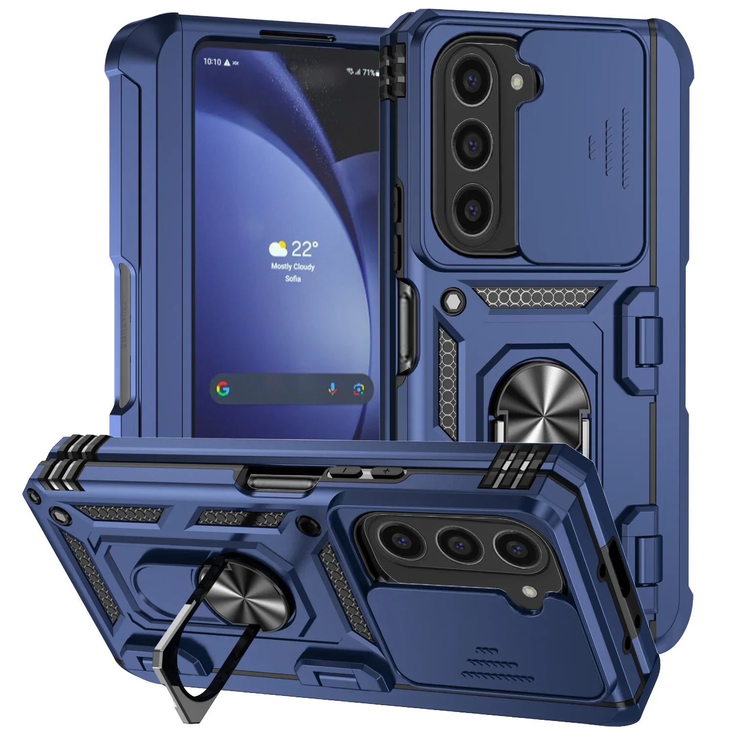 360° Protection Slide Camera Lens Armor Case with Ring Holder for Samsung Galaxy Z Fold 7