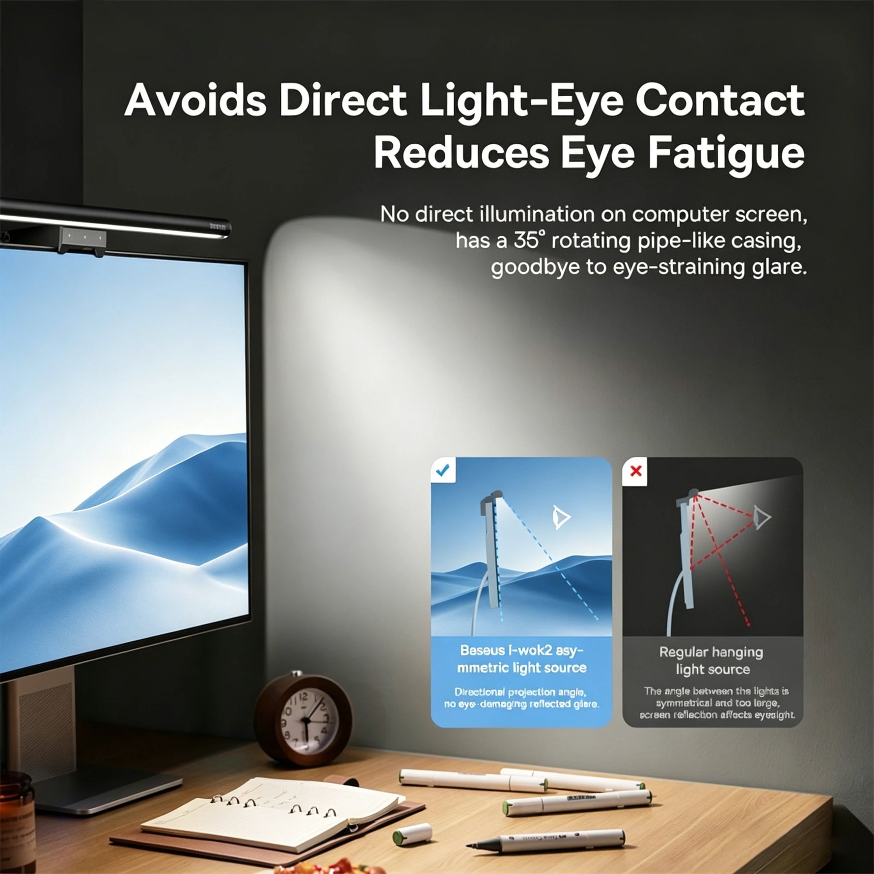 Baseus Monitor Light Hanging LED Desk Lamp for Screen Backlighting