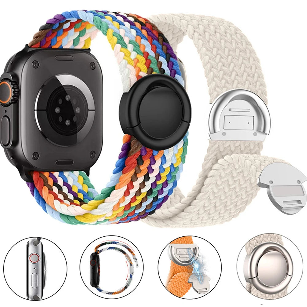 Stretchable Braided Solo Loop with Magnetic Closure for Apple Watch