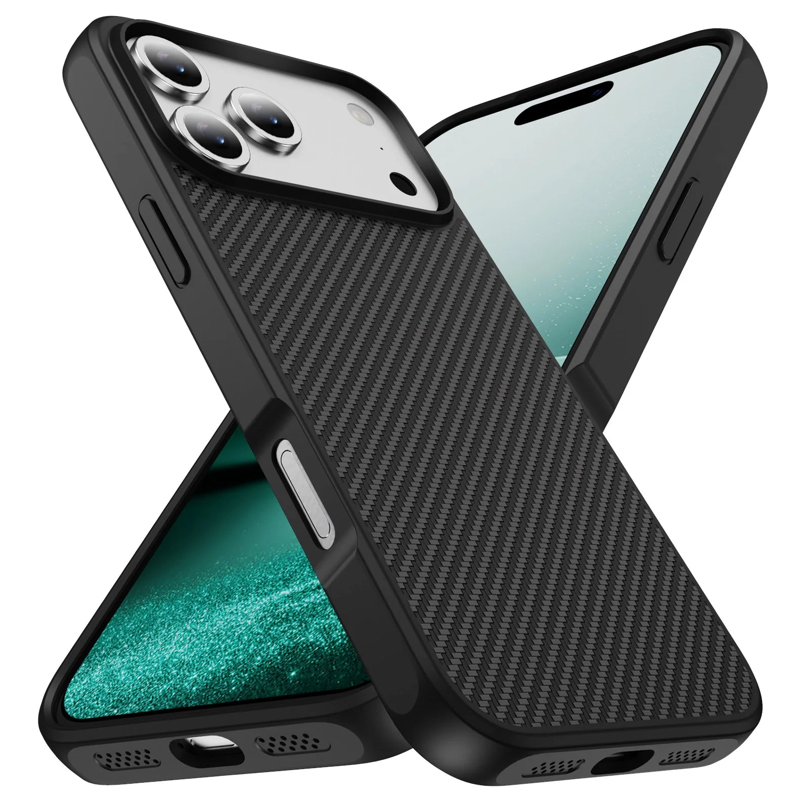 Luxury Carbon Fiber Pattern Phone Case for iPhone 17 Series