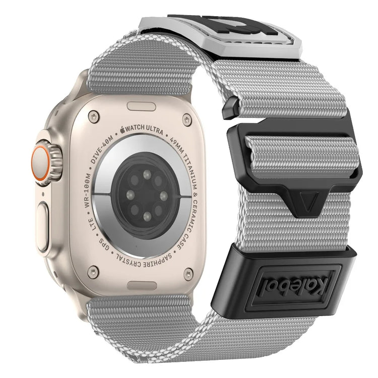 Woven Nylon Band with Dual Hook-and-Loop Fasteners for Apple Watch
