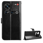 Protective Plain Leather Flip Case with Card Holder for ZTE Nubia Z70S/Z70 Ultra