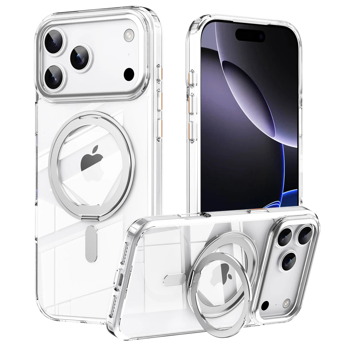 Clear Shockproof & Anti-Scratch MagSafe Case with Built-in Ring Holder for iPhone 17 Series