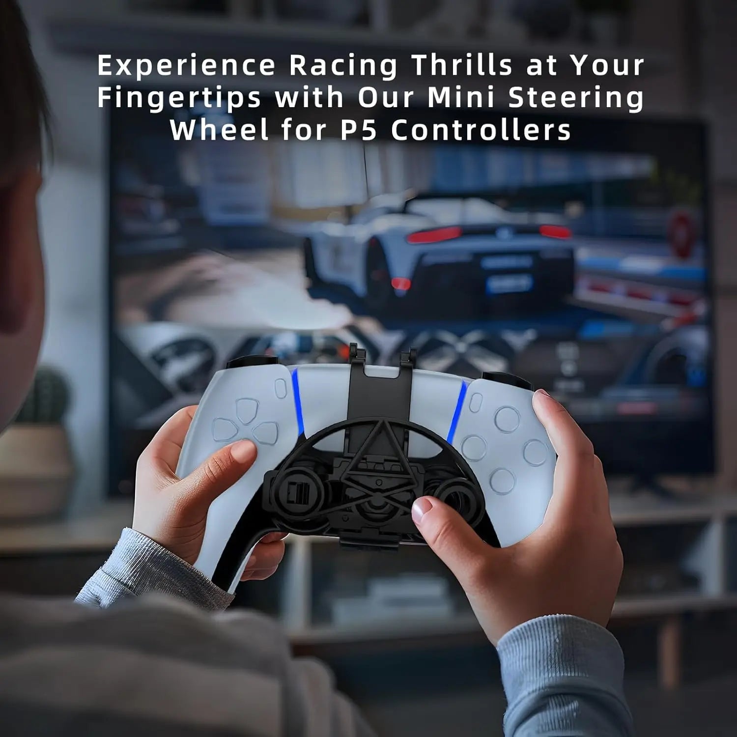 Racing Game Steering Wheel Attachment for PlayStation 5 Controller