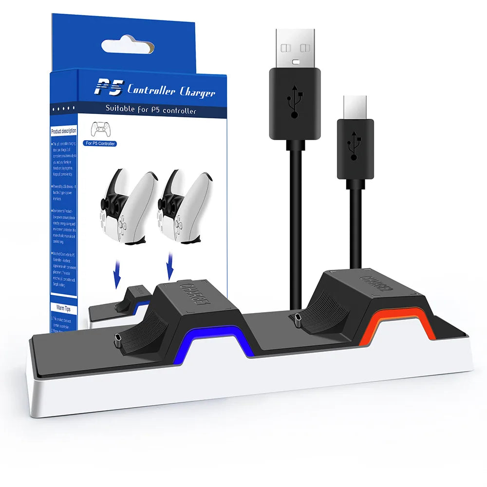 Dual-Slot USB 3.1 Type-C PlayStation 5 Controller Charging Dock
