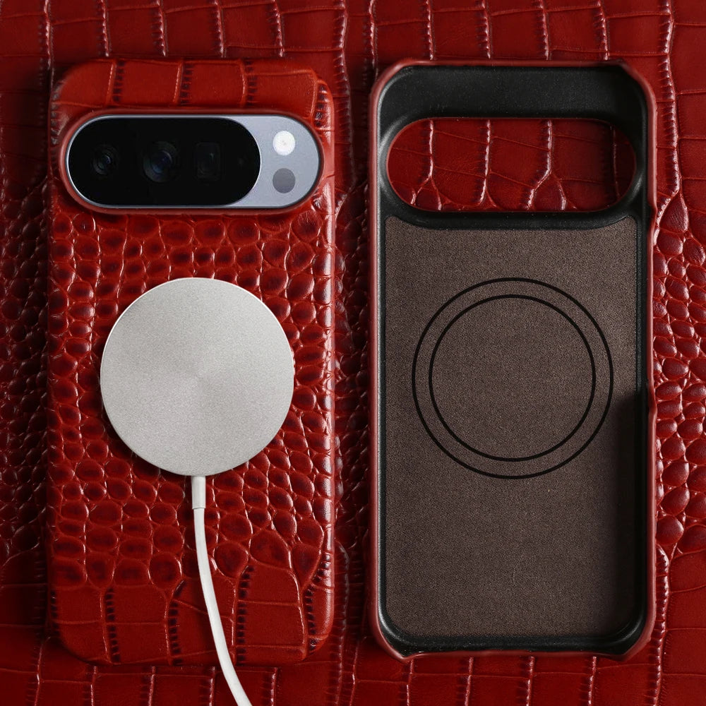 Genuine Crocodile Magnetic Leather Case for Google Pixel 10 Series