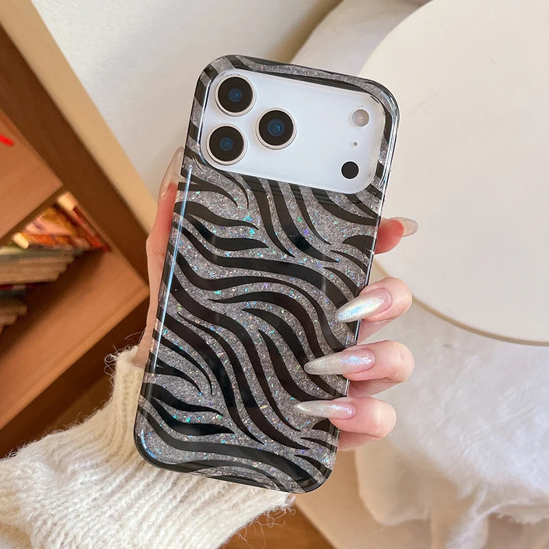 Zebra Print Glitter Case for iPhone 17 Series
