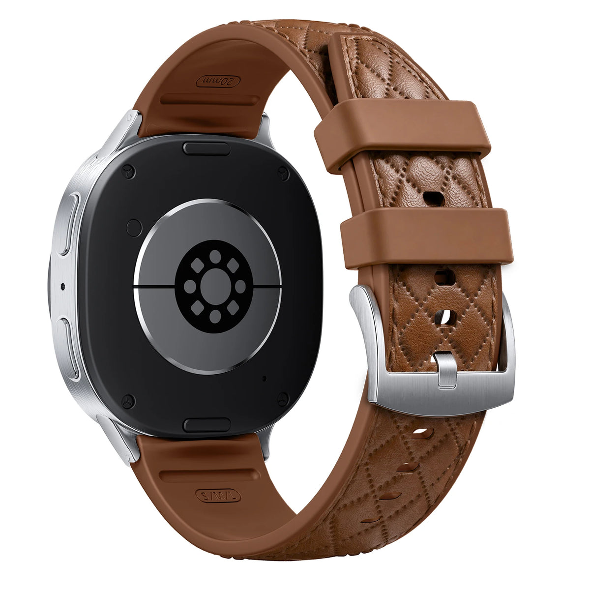 Quilted Leather Silicone Watch Strap with Pin Buckle Clasp for Samsung Galaxy Watch 9