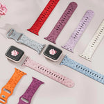 Rose Floral Engraved Strap Replacement Band for Apple Watch