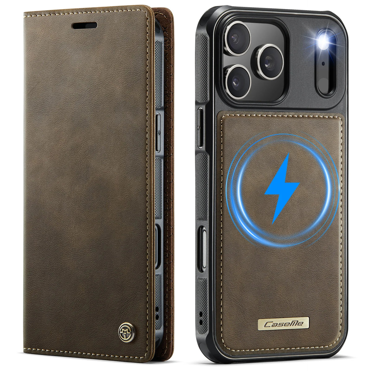 Leather Magnetic Flip Wallet Case with Kickstand for iPhone 18 Series