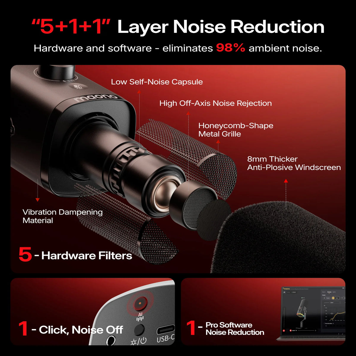 MAONO PD100W Wireless USB Dynamic Microphone