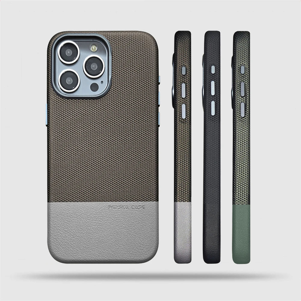 Luxury Splice PU Leather MagSafe Case for iPhone 16 Series