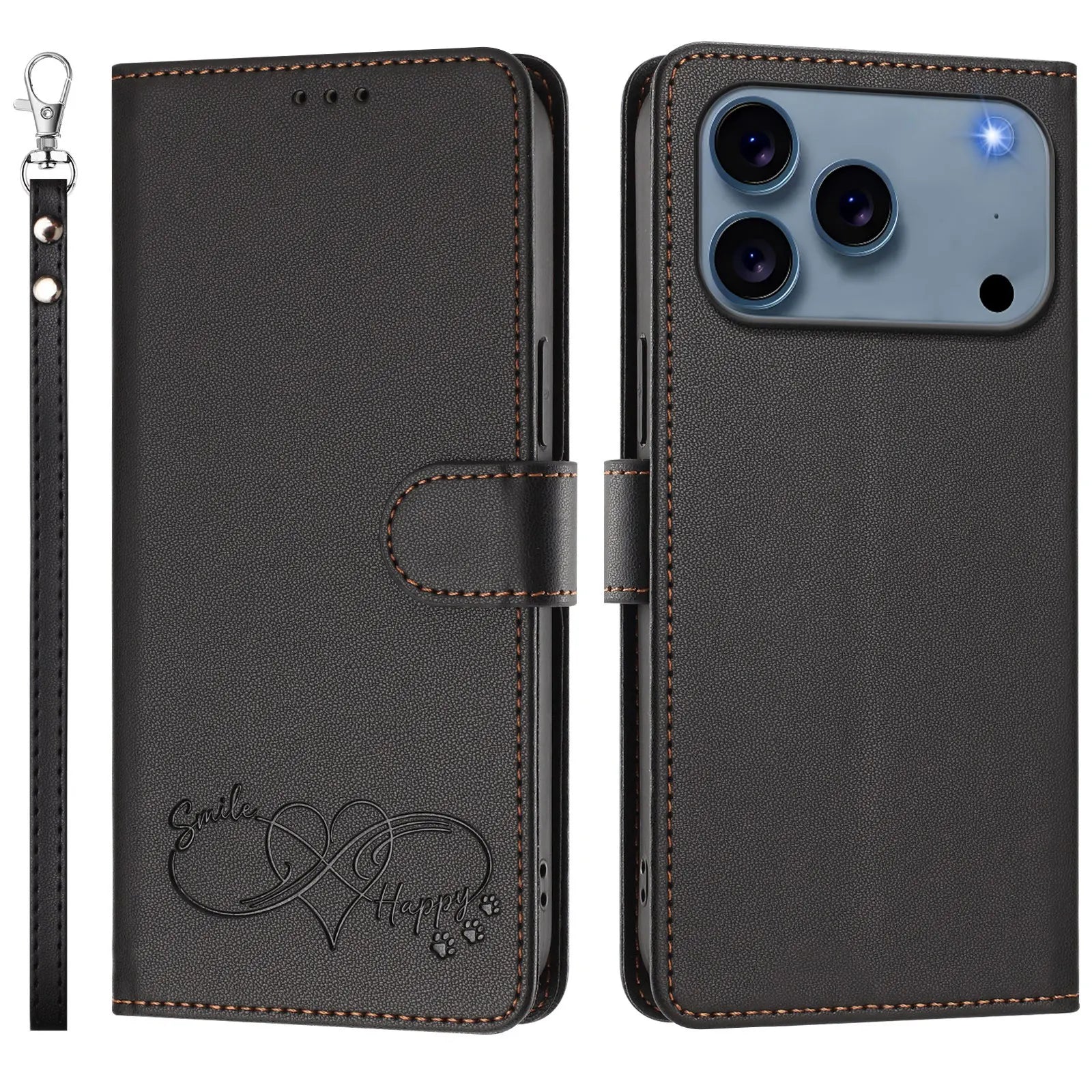 Heart Pattern Flip Wallet Case for iPhone 17 Series
