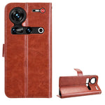 Protective Plain Leather Flip Case with Card Holder for ZTE Nubia Z70S/Z70 Ultra