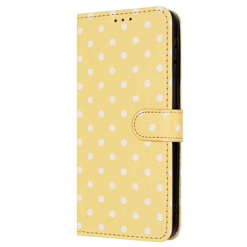 Wave Dot Texture Leather Wallet Phone Case for iPhone 15 Series