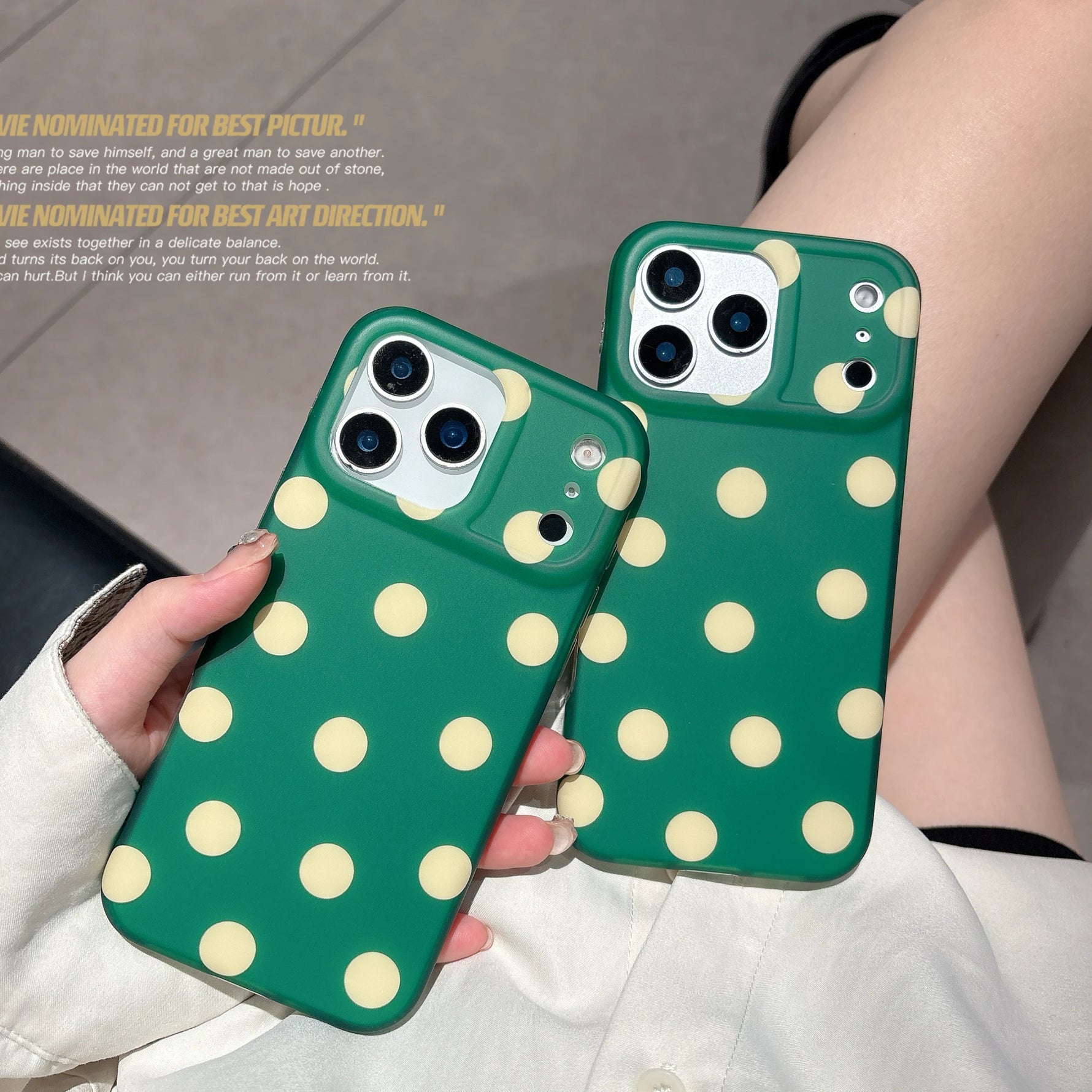Trendy Green and Cream Polka Dot Case for iPhone 17 Series