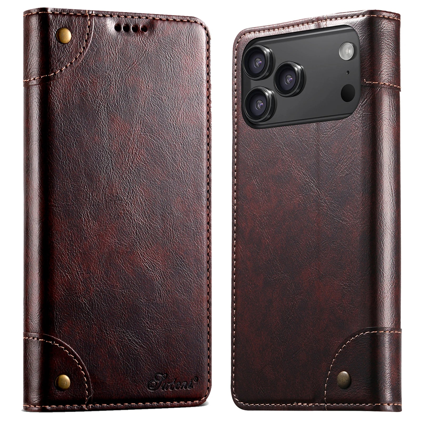 Premium Leather Flip Wallet Case with Card Slot for iPhone 17 Series