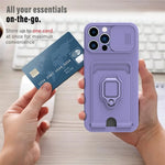 iPhone 15 Series Magnetic Wallet Case with Card Holder & Slide Camera Protection