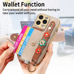 Shockproof Leather Wallet Case with Wrist Strap for iPhone 16 Series