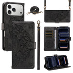 Embossed Datura Leather Wallet Case for iPhone 17 Series