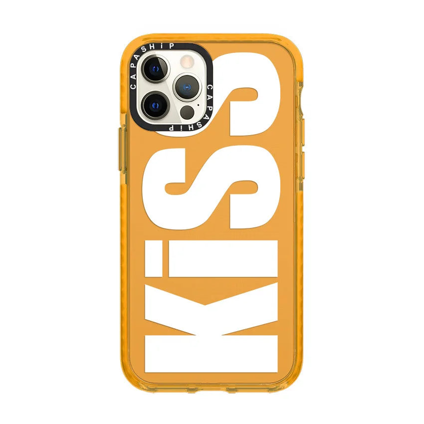 Fashionable Letters “Kiss” Phone Case for iPhone 16 Series