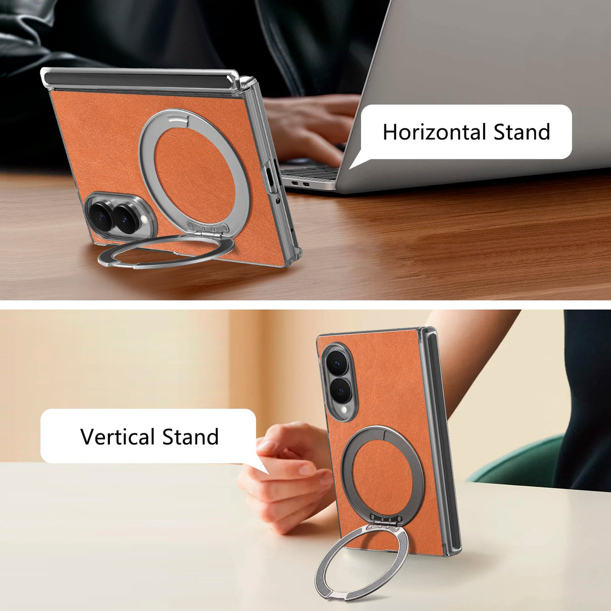 Luxury Magnetic Leather Case with 360° Rotating Kickstand for Samsung Galaxy Z Fold 8